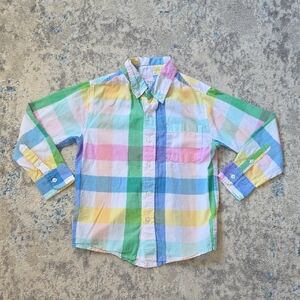 Crown & Ivy‎ Boys Size 5 Pastel Plaid Long Sleeve Button Up Shirt 100% Cotton